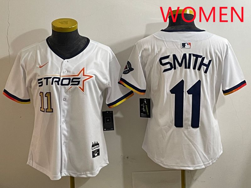 Women Houston Astros #11 Smith White three generations Joint Name Nike 2025 MLB Jersey style 3->women mlb jersey->Women Jersey